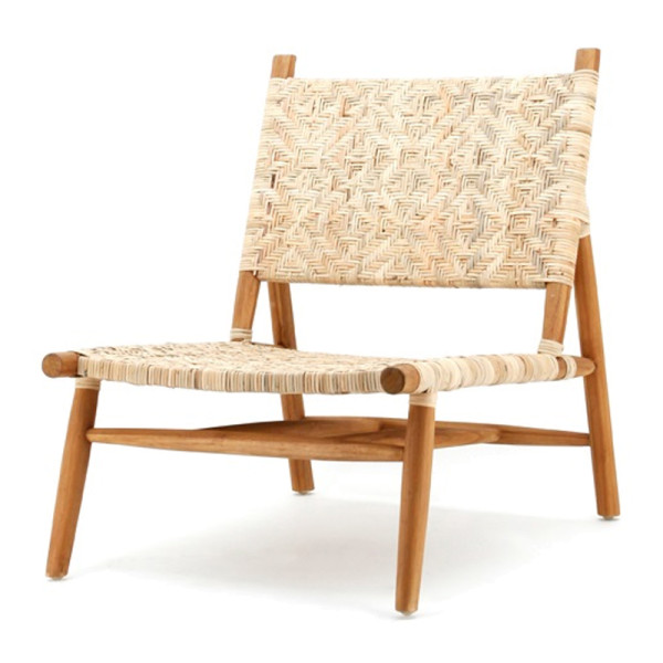Bohemian fauteuil van teak hout met rotan