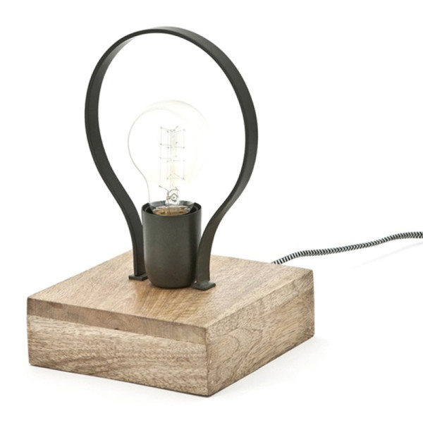 Simplistische tafellamp van hout groen