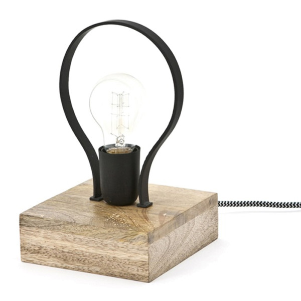 Simplistische tafellamp van hout zwart