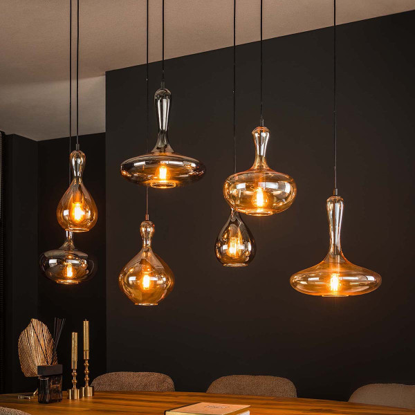 Hanglamp met glazen karaffen