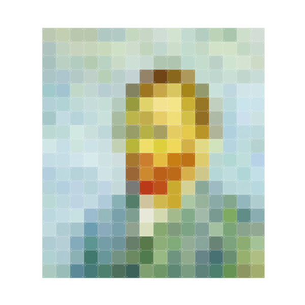 Muurdecoratie van man in pixels