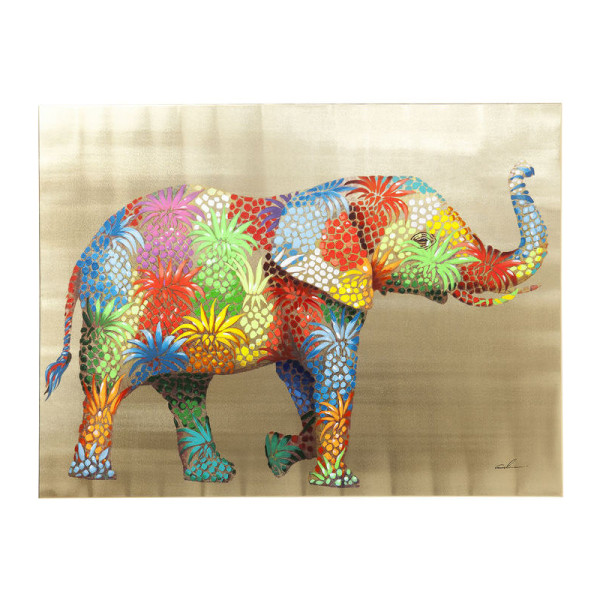 Wanddecoratie van kleurrijke olifant