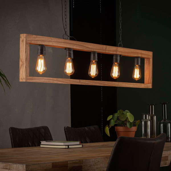 Rechthoekige houten hanglamp