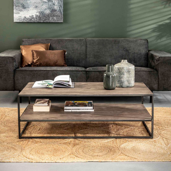 Rechthoekige salontafel van grijs hout