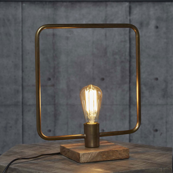 Vierkante tafellamp brons