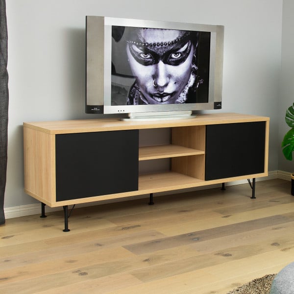 Eiken tv-meubel mat zwart