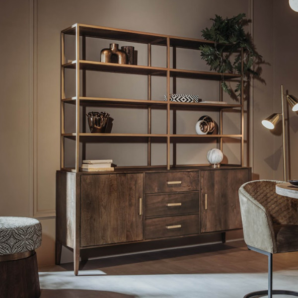 Stellingkast mangohout met goud