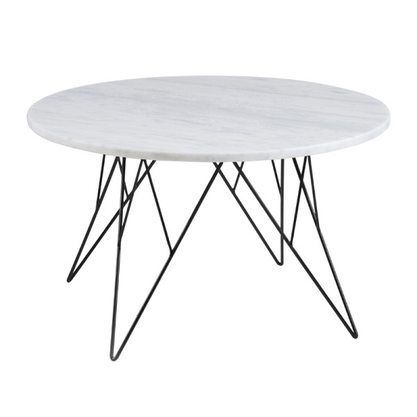 Marmeren ronde salontafel met zwart onderstel