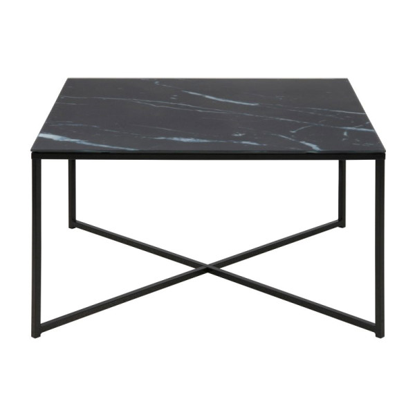 Vierkante salontafel met zwarte marmer print