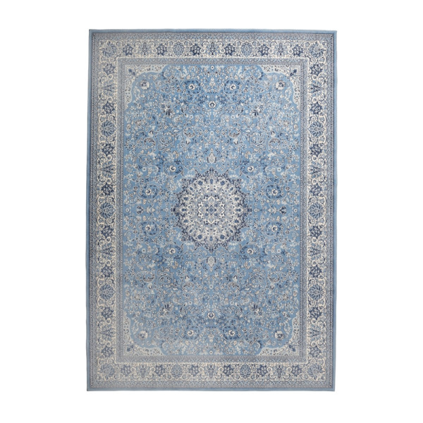 Blauw geweven tapijt