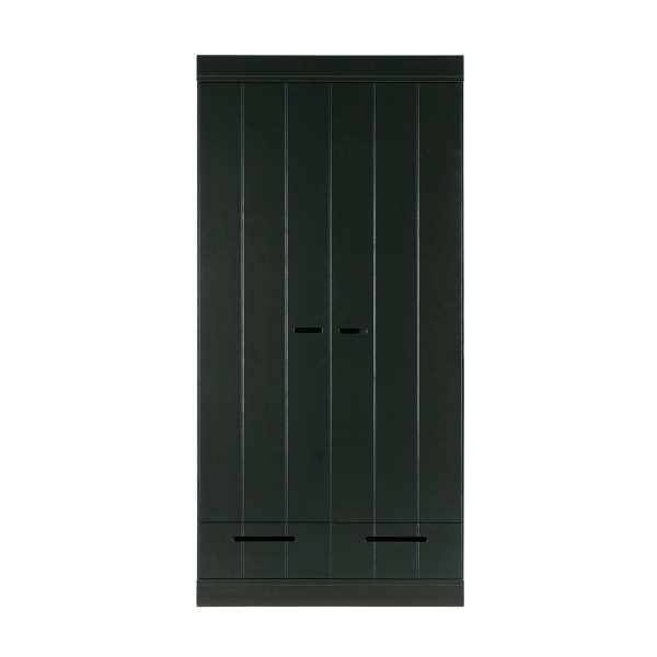 Zwarte kledingkast 2-deurs met lades