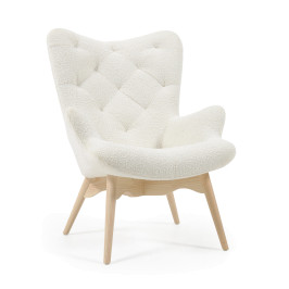Oorfauteuil wit boucle