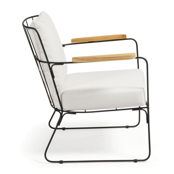 Uittrekken winter achtergrond Kave Home Hepburn Metalen fauteuil beige LaForma Rubpeh C810J12 | LUMZ